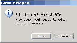 Связь между приложениями Freehand и Fireworks